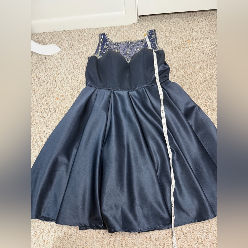 Juliet 808 Short Pleated A Line Homecoming Beaded Cocktail Dress size M - Picture 5 of 8